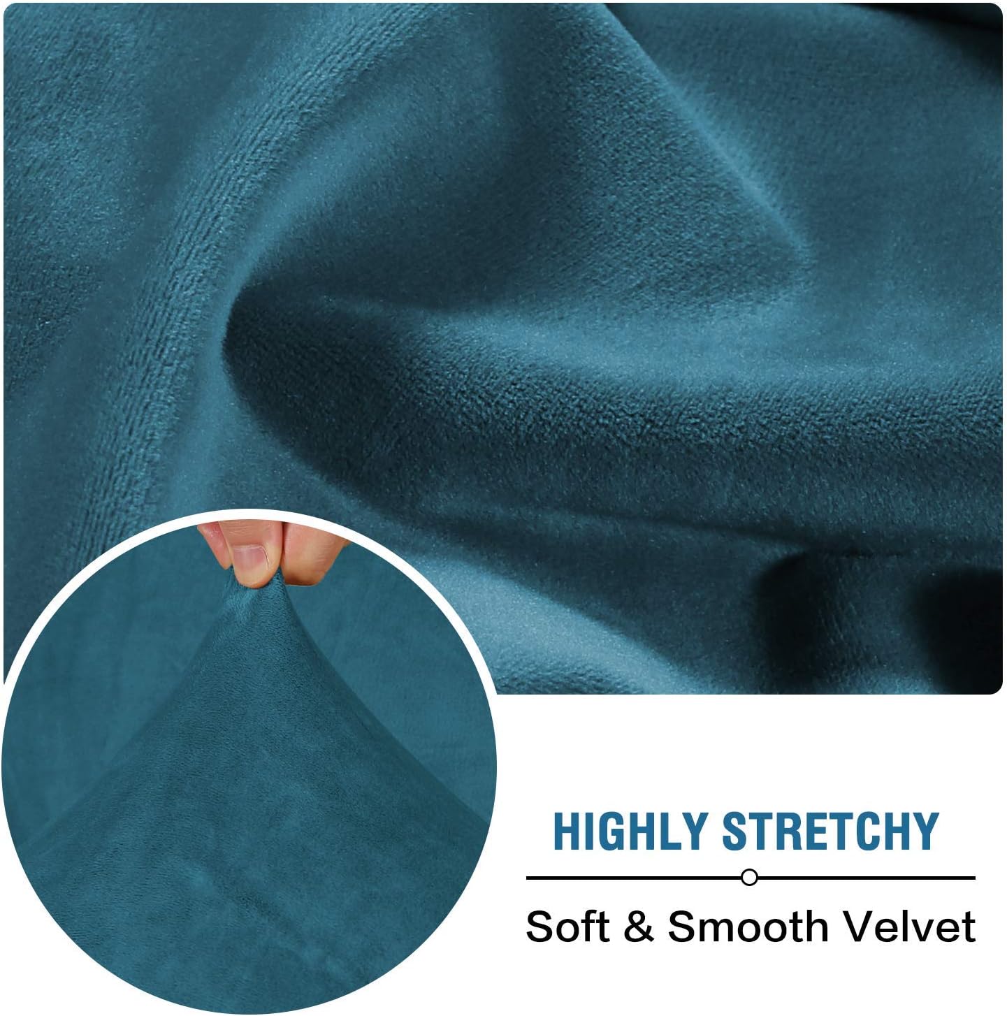 H.VERSAILTEX Velvet Stretch Couch Cushion Cover Plush Cushion Slipcover for Chair Loveseat Sofa Cushion Furniture Protector Seat Cushion Sofa Cover (2 Piece Large Sofa Cushion Covers, Deep Teal)