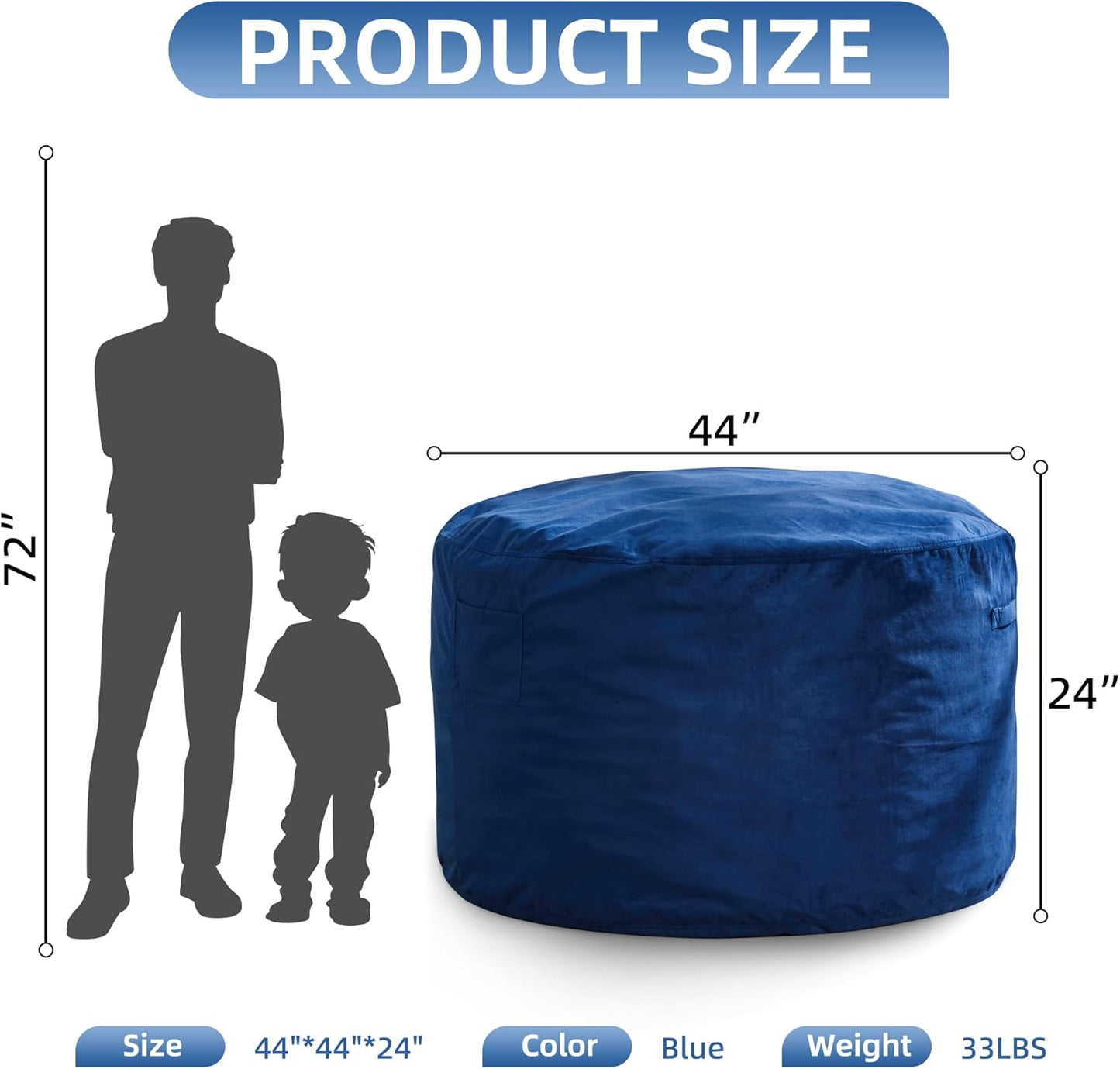 Hobestluk 4FT Bean Bag Chair Giant Bean Bag Chairs for Adults Large Bean Chairs with Removable Cover, Beanbag Chair with Filler, Adult Bean Bag Chairs for Living Room, Bedroom