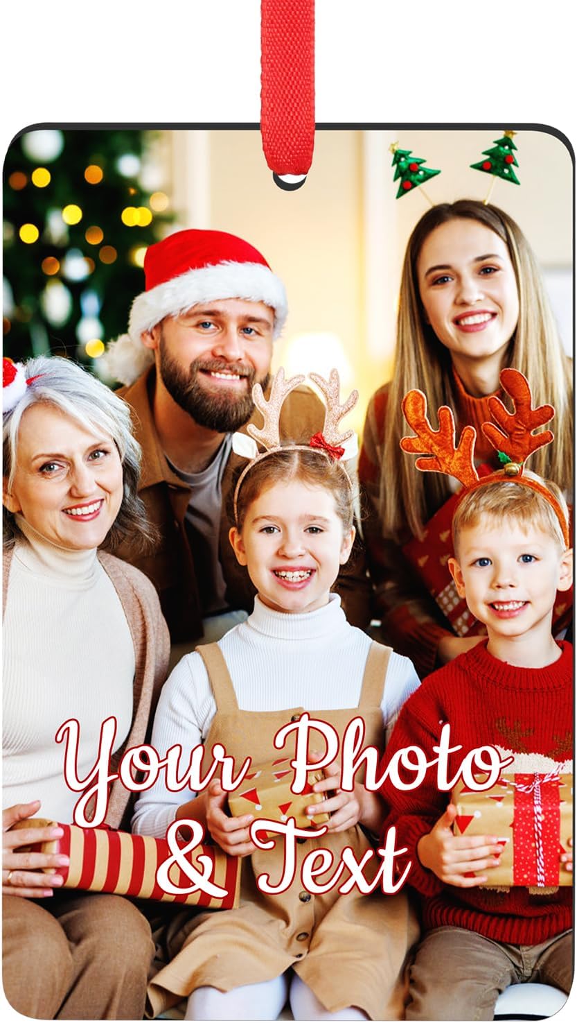 Personalized Christmas Ornaments 2025 Wood Custom Picture Text Hanging Ornament Customized Christmas Tree Decorations Keepsake Gift for Family Couples Xmas Tree Home Decor