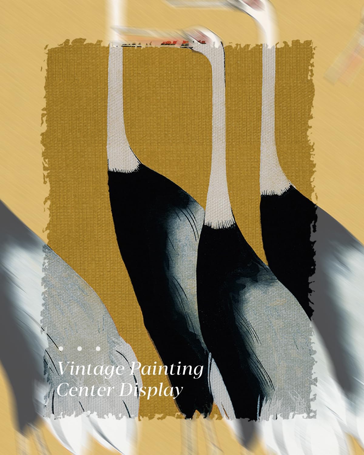 HUARCEY Gold Framed Vintage Wall Art for Living Room, Animals Painting Prints Shelf Decor for Kitchen, Aesthetic Bedroom Wall Art Decor, Christmas Gifts for Friends or Family (Seven Cranes - 8"x10")