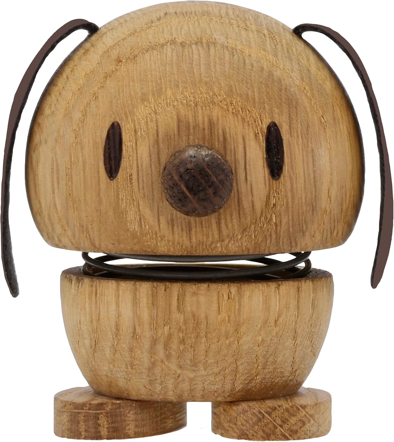 Hoptimist Dog Oak Bimble, Woody Brown, Home Decor Ornament - Danish Design, Wood W/Metal Spring, Small- Creates Cheerful Movement