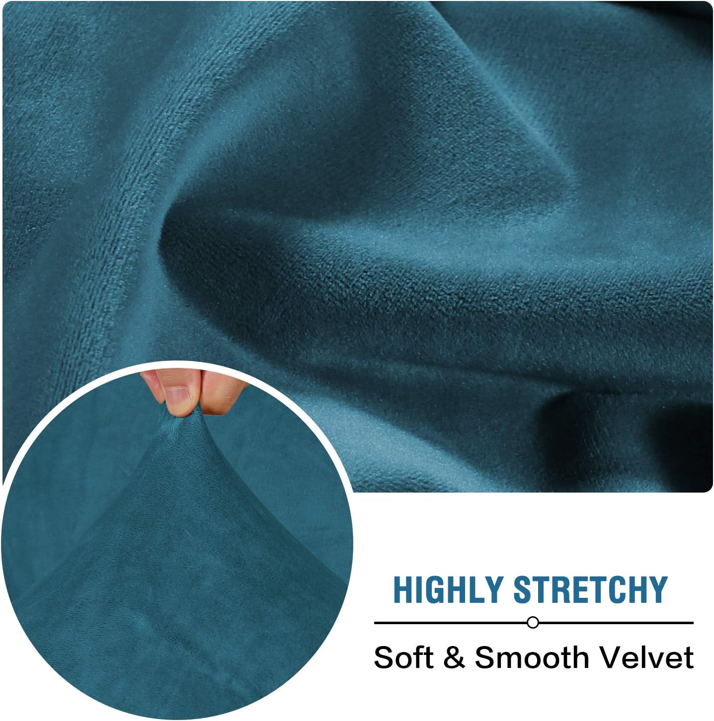 H.VERSAILTEX Velvet Stretch Couch Cushion Cover Plush Cushion Slipcover for Chair Loveseat Sofa Cushion Furniture Protector Seat Cushion Sofa Cover (2 Piece Medium Sofa Cushion Covers, Deep Teal)