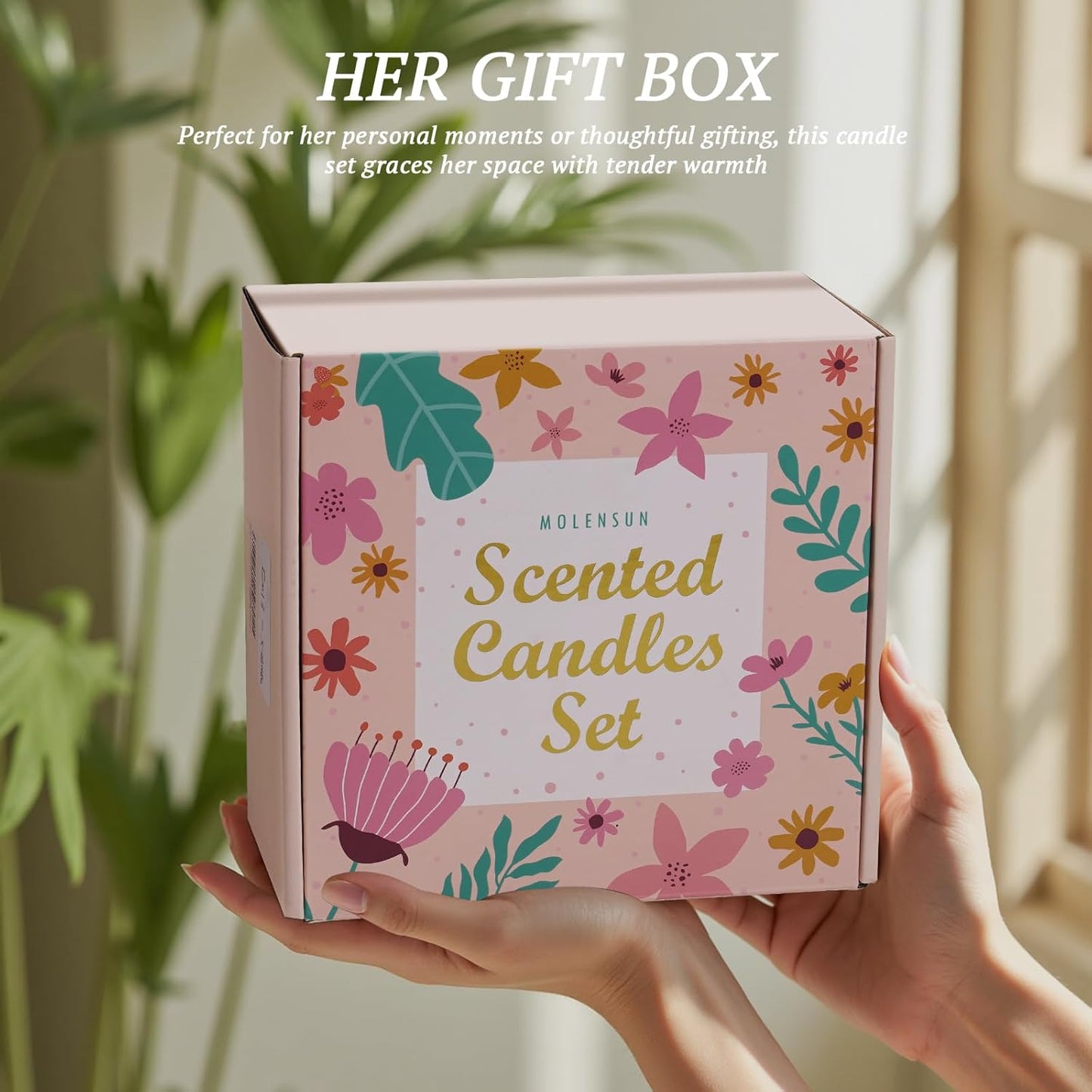 4 Pack Candles for Home Scented, Mother's Day Gifts, 28 oz Long Lasting Candles, Soy Candle Set Gift for Women - Lavender Thyme/Lemon Eucalyptus/Sage &Citrus/Vanilla Cupcake