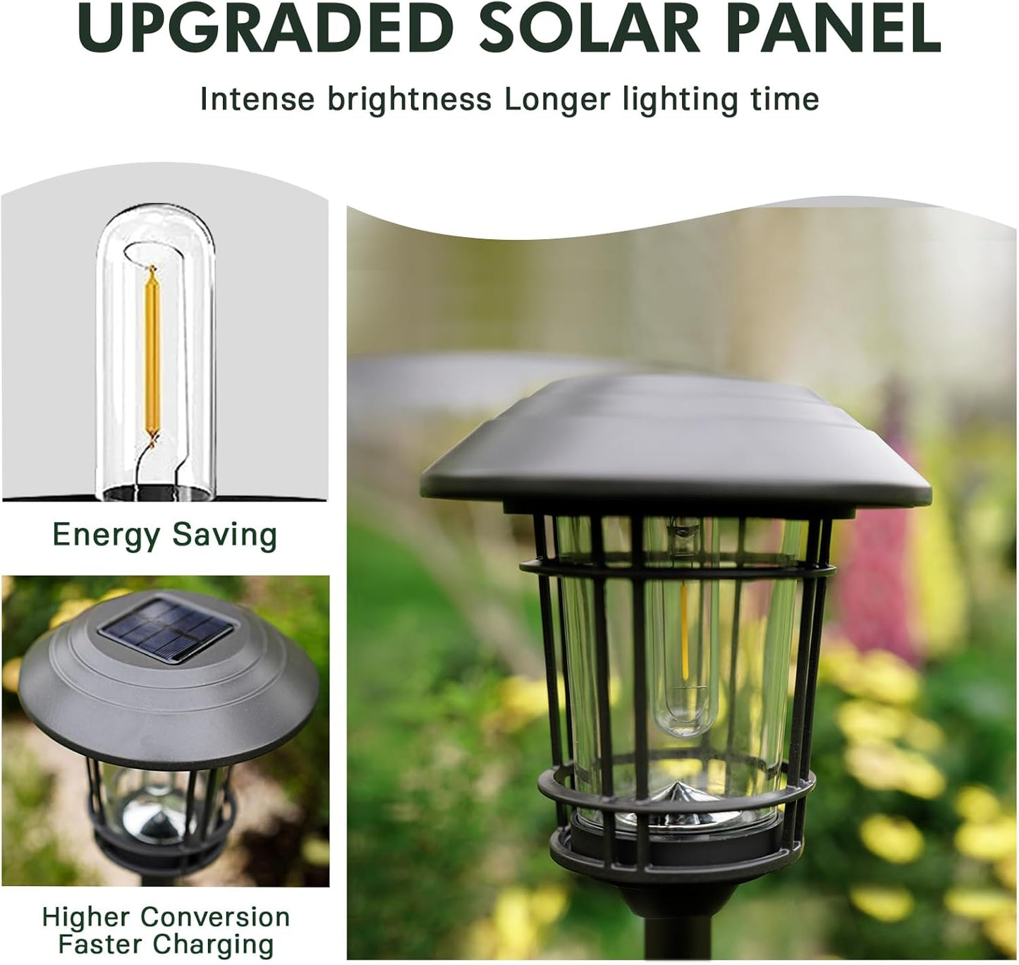 Grand patio Solar Outdoor Lights, 10 Pack, Glass Light Metal Pathway Light, Waterproof Landscape Lighting, Automatic Dusk and Dawn Sensor (Slate Gray)