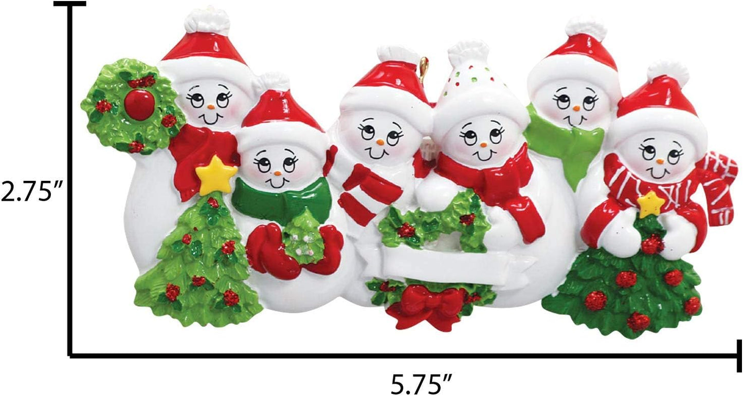 3D Snowman Family of 6 Ornament 2025 Personalized Family Christmas Ornaments 2025 | Snow People Personalized Tree Ornaments for Grandchildren, Siblings & Grandkids of Six Ornament Snowmen Small Tree