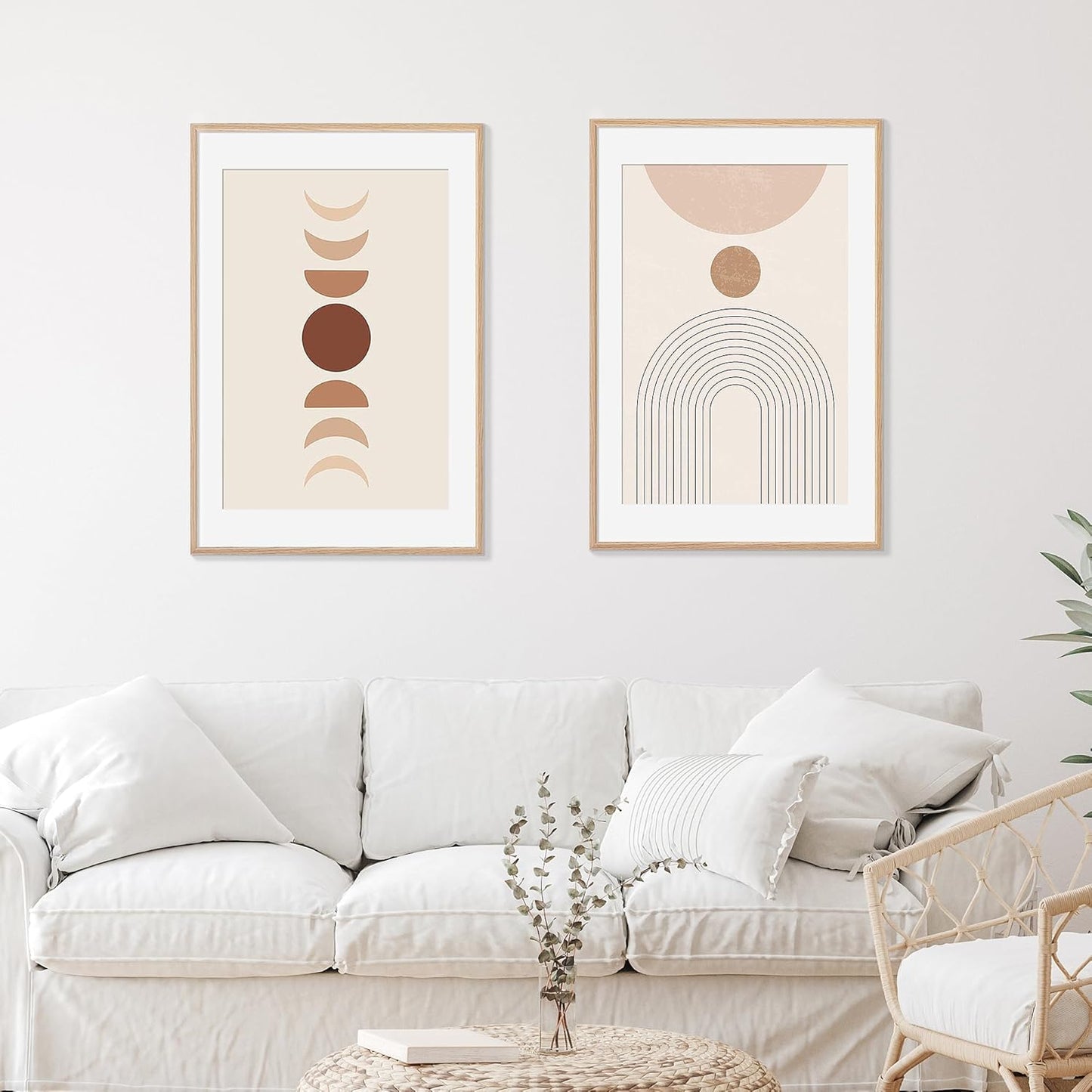 24x36 Poster Frame Set of 2 Natural Solid Oak Photo Frames with 20x30 Removable Mat Wall Hanging Large Handcrafted Frame with HD Plexiglass Wall and Tabletop Display Large Picture Frame