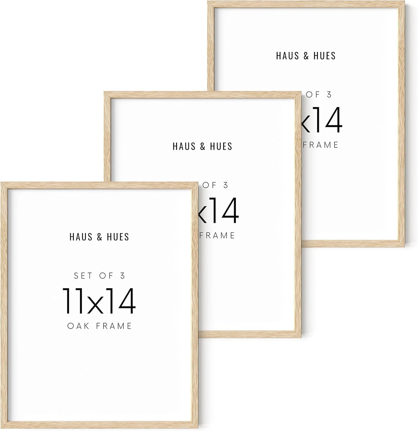 HAUS AND HUES Picture Frame, Beige Oak Wood, 11x14 inches, 3 Pack