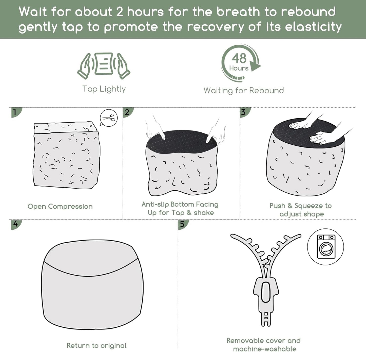 HIGOGOGO Round Stuffed Pouf Ottoman, Corduroy Poufs with Foam Chunk Filling, Furry and Fluffy Pouf Foot Stool Storage Ottoman, 26 X 18 Floor Poufs Foot Rest for Living Room, Orange