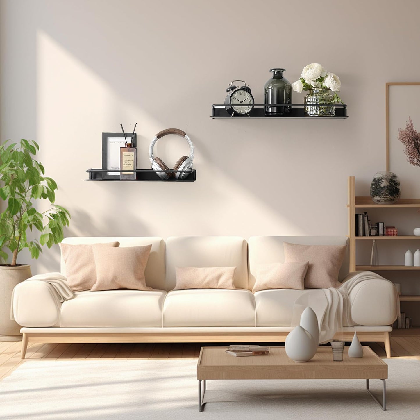 JOOM Metal Wall Floating Shelf - Metal Wall Shelf, Black Floating Shelf, Small Bathroom Shelf, (Black, 8Inch)