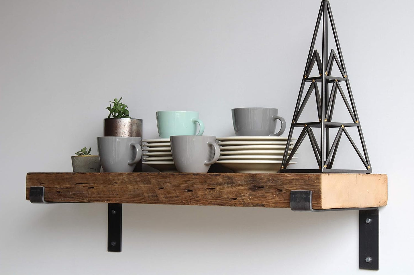 Urban Legacy Reclaimed Barn Beam Deep Shelves | Deep Shelves with Brackets Included, Set of 2 | (Natural Full Profile Bracket, 36" x 11.5" x 3")