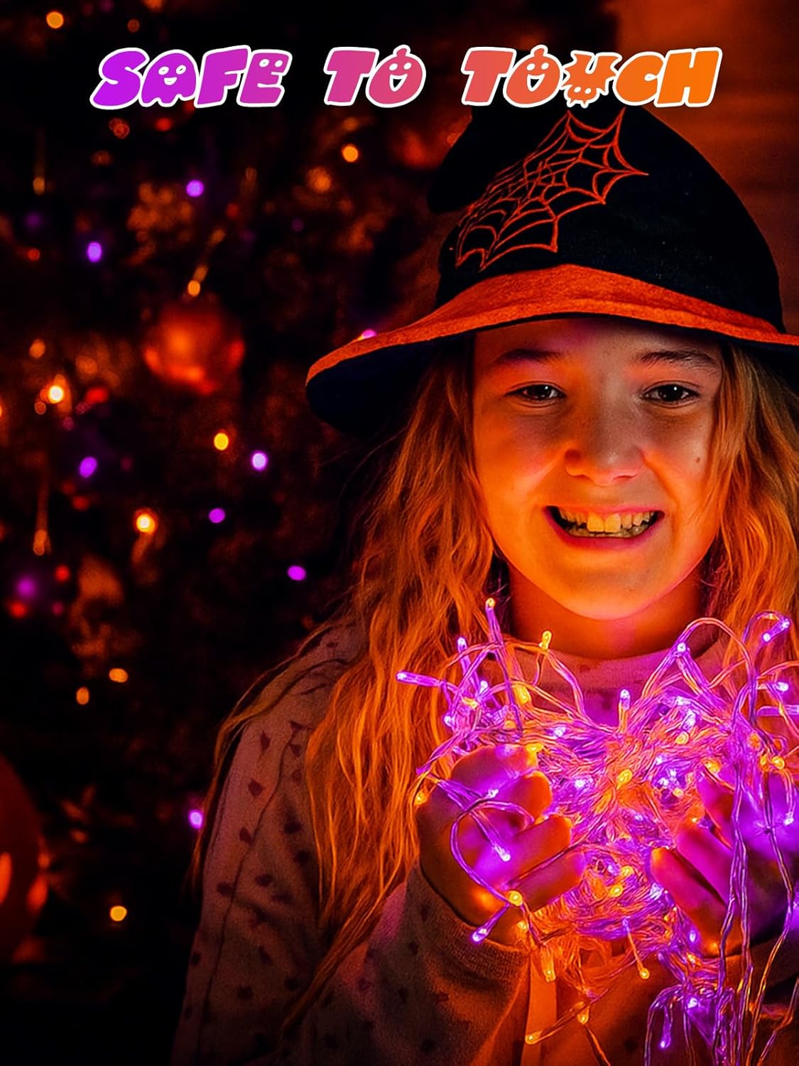 2 Pack Halloween String Lights Battery Operated with Timer, 66FT 200 LED Waterproof Orange and Purple Lights, Twinkle Fairy Light with 8 Modes for Indoor & Outdoor Party Bedroom Halloween Decorations