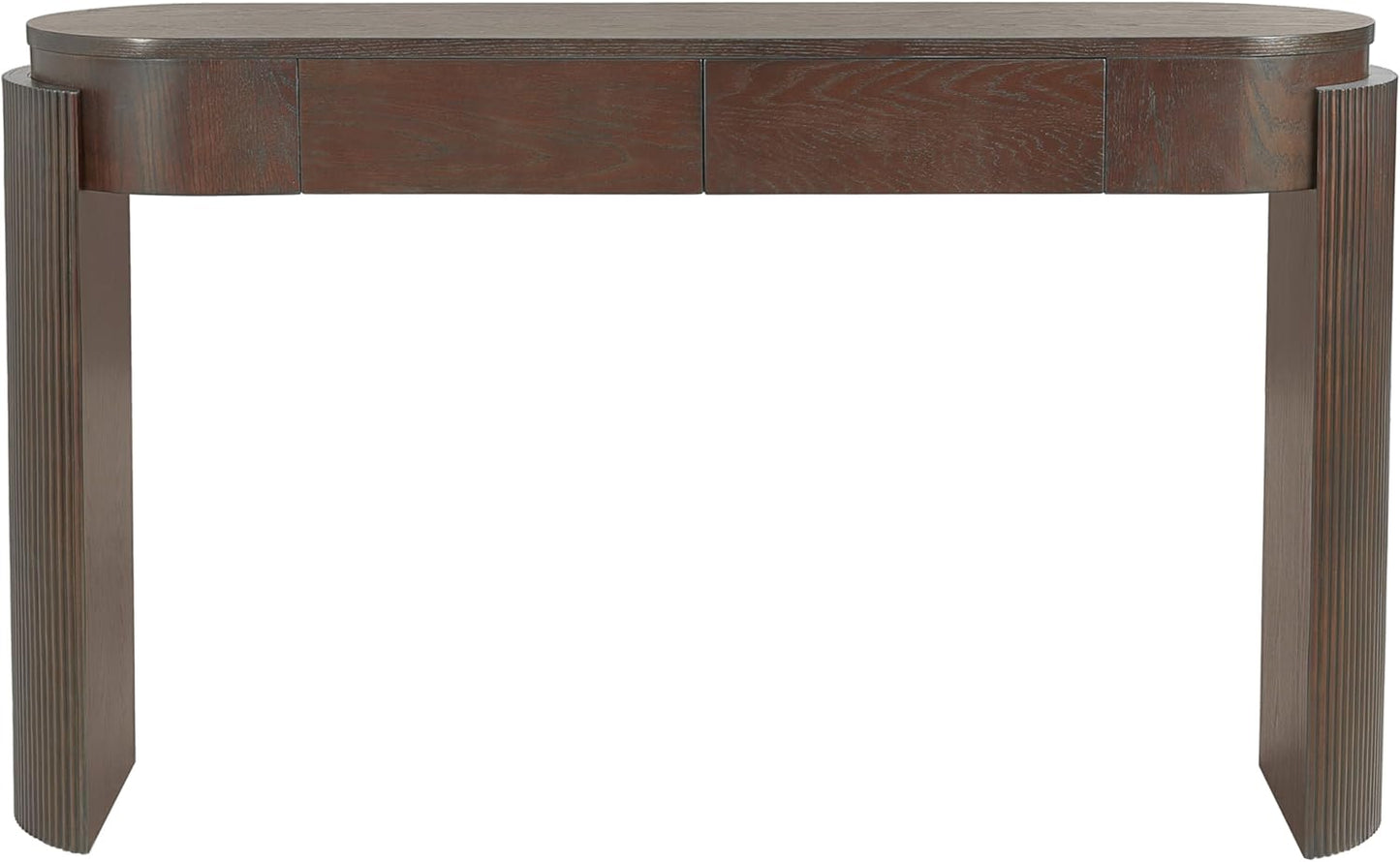 55" Sofa Table with Oval Top and 2 Drawers, Entryway Console Table with Fluted Design for Hallway,Foyer,Entry and Living Room (Fully Assembled-Espresso)