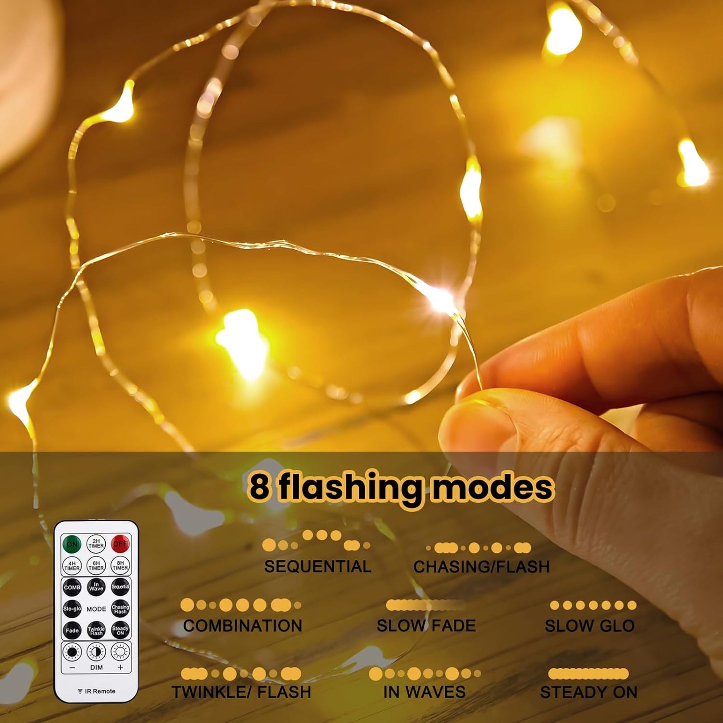 HXWEIYE 300LED Fairy Curtain Lights, 9.8x9.8Ft Warm White USB Plug in 8 Modes Christmas String Hanging Lights with Remote for Bedroom, Indoor, Outdoor, Weddings, Party