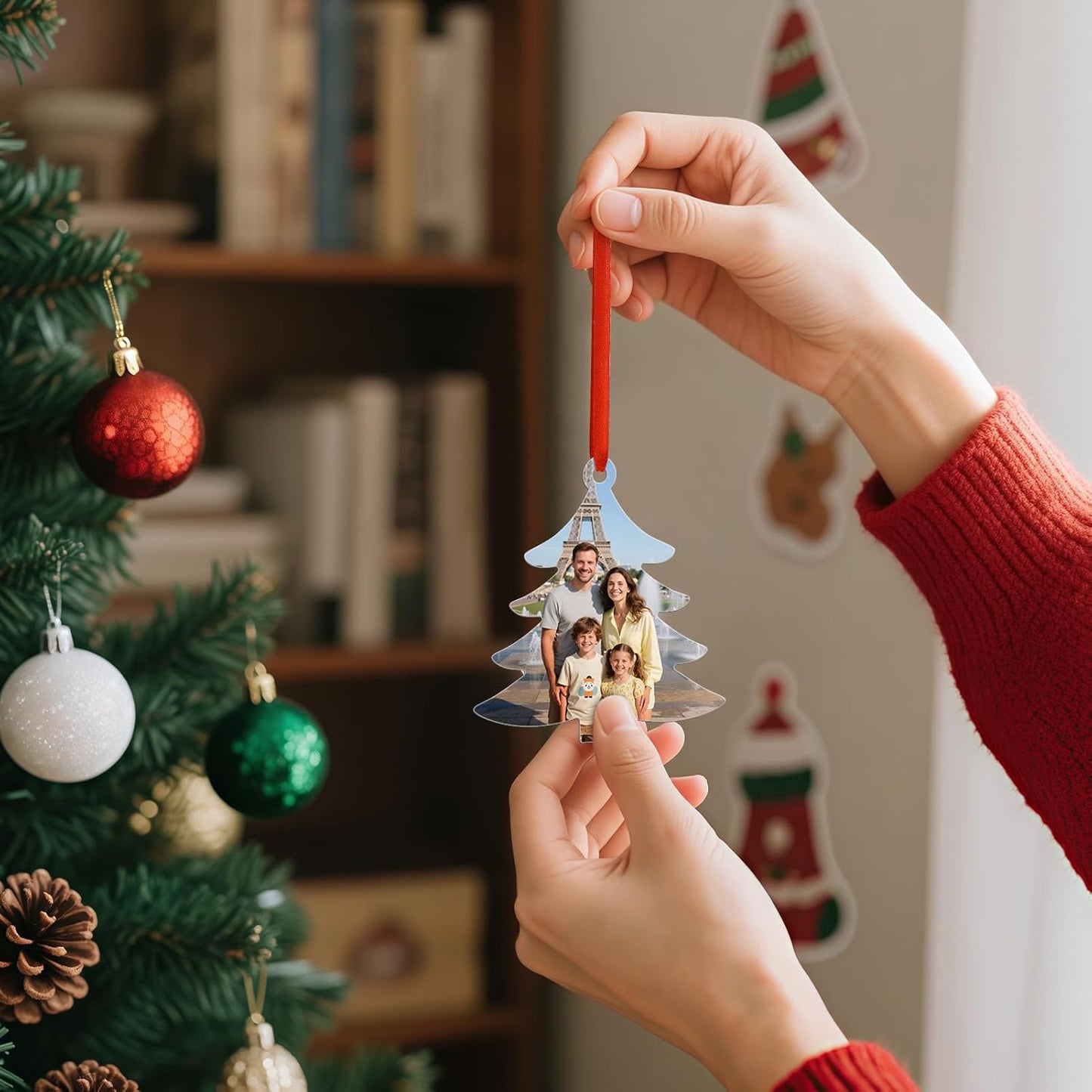 Personalized Photo Christmas Ornaments Double-Sided Metal Custom Picture Christmas Ornament 2024, Customized Xmas Tree Decorations Memorial Gifts for Kids Couples Family Friends Pet
