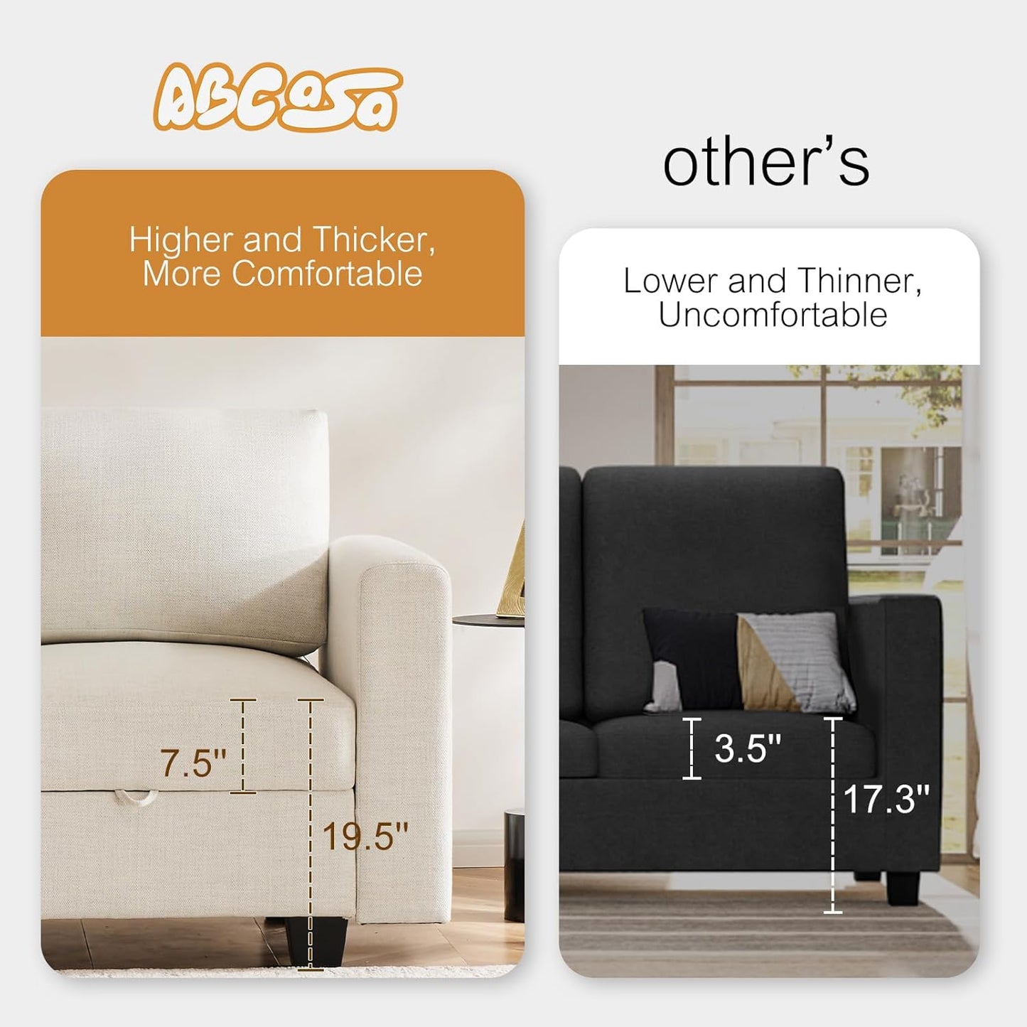 38.5 Oversized Accent Chair with Storage Beige, Single Modern Accent Sofa Chair with Arms for Apartment Living Room Linen(21" Deep Seat)