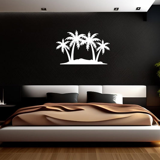 METALPLEX Palm Tree Metal Wall Art - Durable And Rust-free Indoor & Outdoor Aluminum Composite Wall Decor - Home Decor Wall Art For Living Room And Bedroom Decorations - White (23" x14.7")