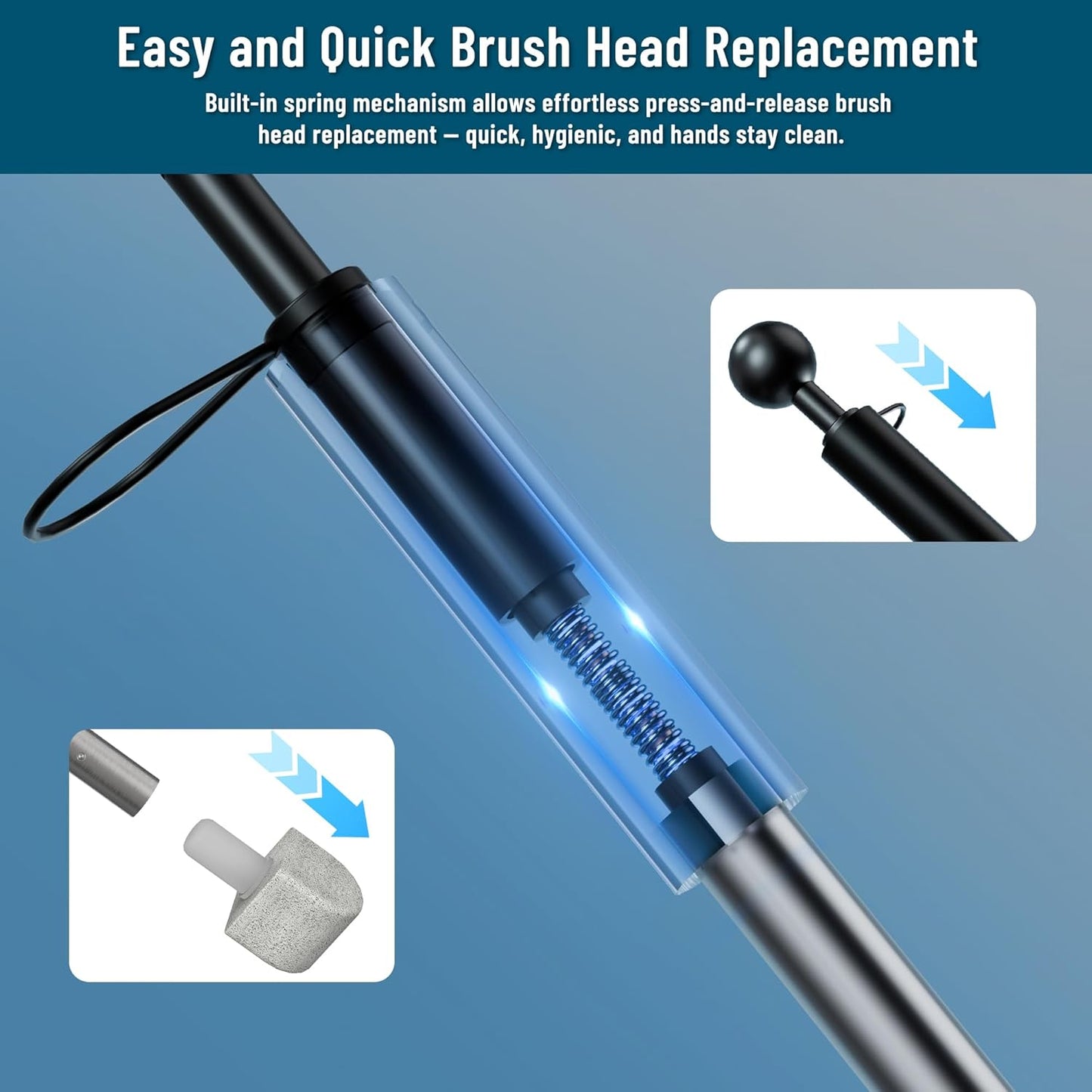 2025 New Pumice Toilet Cleaner 17inch with Handle - Toilet, Pool & Tub Hard Water Stain Remover (1handle+8pumice)