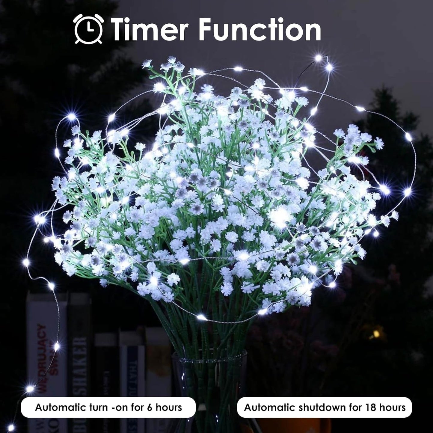 2-Pack Fairy Lights Battery Operated with Timer, Waterproof 16FT 50 LED String Lights Indoor Outdoor, Cuttable Starry Fairy Lights for Christmas Home Bedroom Wedding DIY Centerpiece Decor (Cool White)