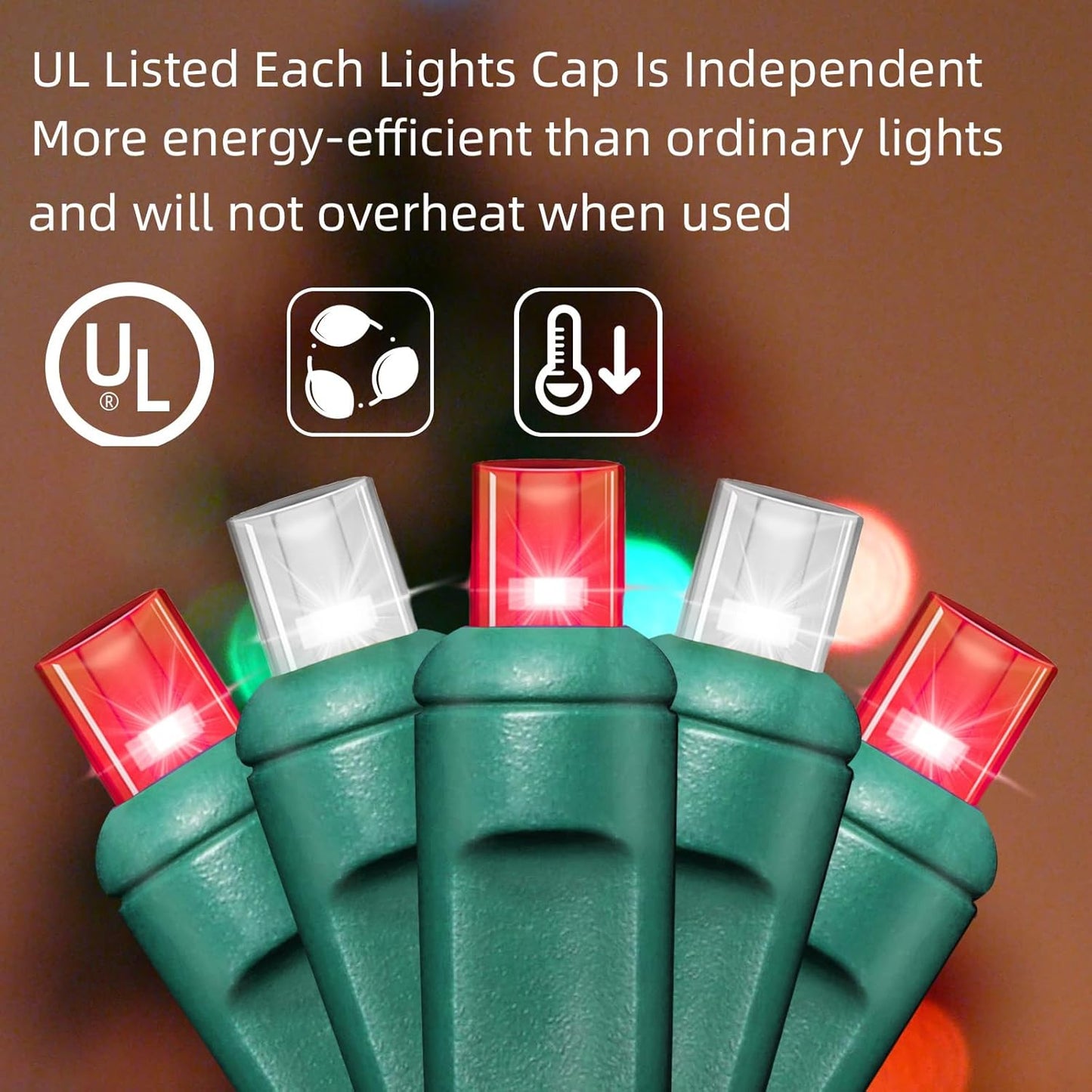 1200LED (24pk of 50L) String Lights, LED Christmas Lights, 6" SPACING,Green Wire, Red and White