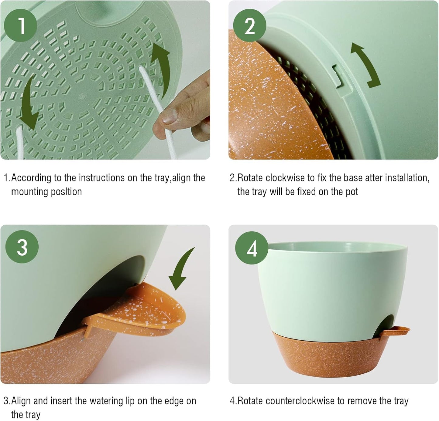 10 Inch Self Watering Hanging Pots, 2 Pack Hanging Planters with 40oZ Deep Reservior for Indoor Outdoor Plants Flowers, Green with Brown