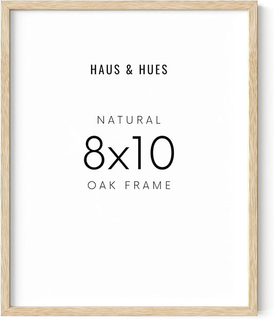 HAUS AND HUES Beige Oak Wood 8x10 Picture Frame - Modern Wood Wall Art Display - Lightweight 8x10 Frame for Art Prints, Photos, Posters - Ready-to-Hang Vertically & Horizontally
