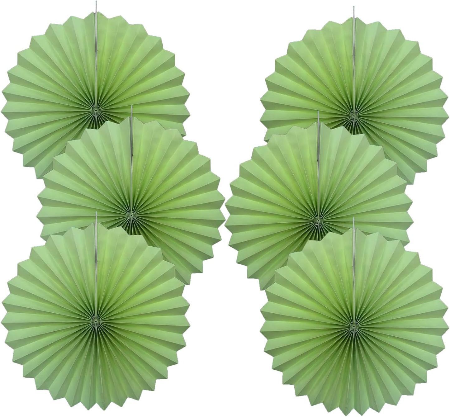 Green Hanging Paper Fans,Green Accessories Paper Decorations for Party,Army Birthday Party Decorations,Lime Green Decor 16in Hanging Paper Fans 30 Color DIY Set （Light Green）)