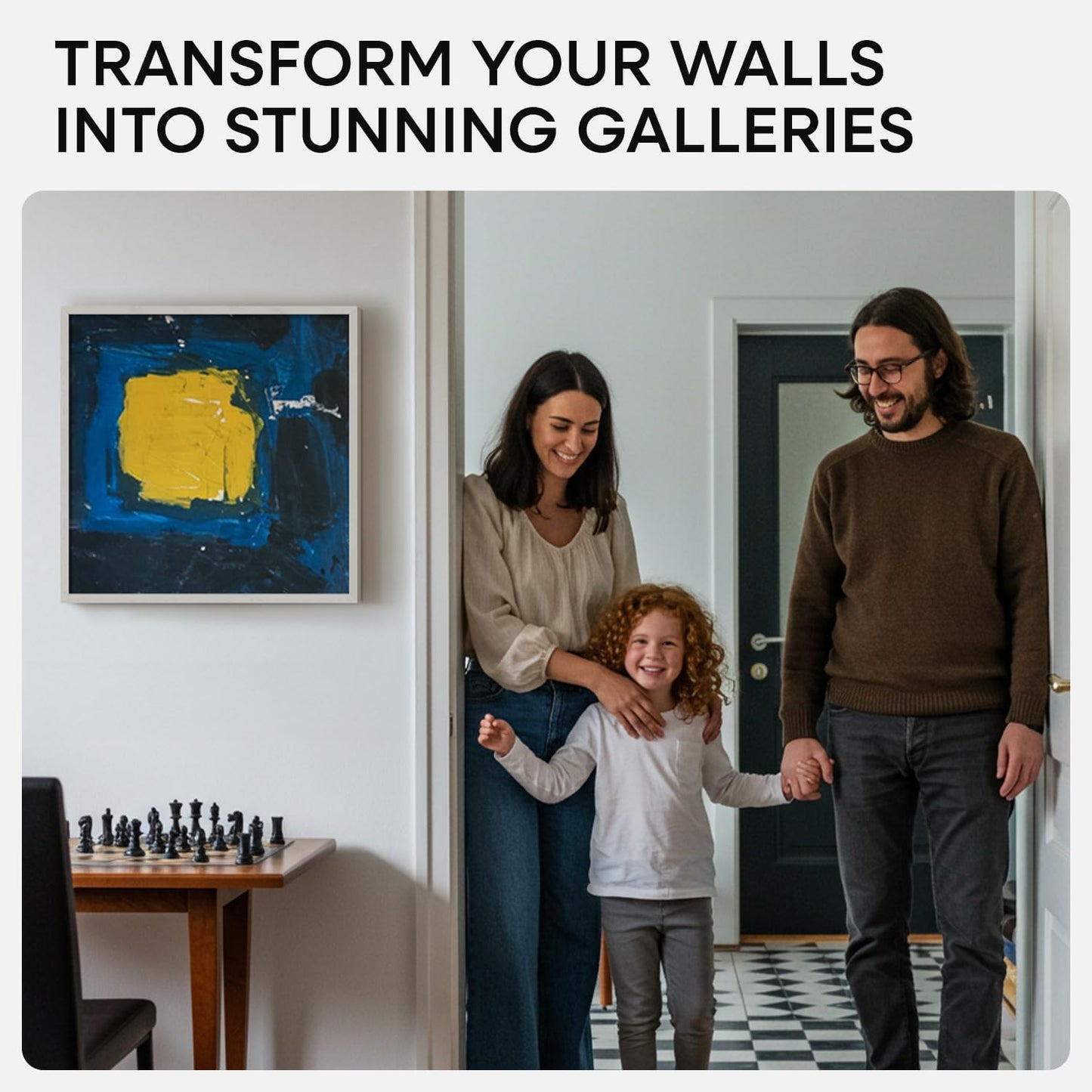 Homeforia 20x20 White Picture Frame, High End Oak 20 x 20 Square Wood Frames with Mat 16 by 16 inches Photo, 20by20 White Wooden Poster Frames Matted to 16x16 Print, Tempered Glass, Wall Kit, Set of 1