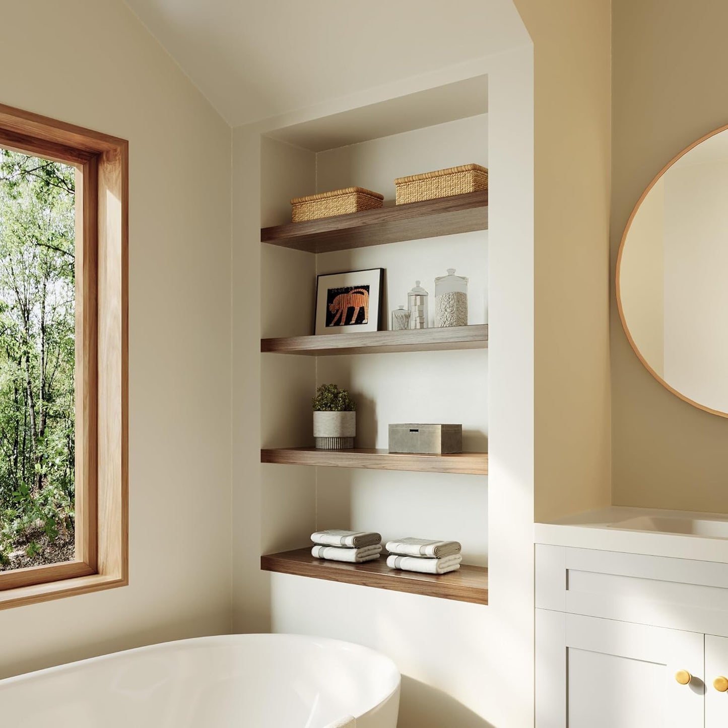 Large Floating Shelves for Wall Set of 3 Wooden Wall Shelves 30 in x 12.75 in x 2 in Room Decor Long Shelf with Invisible Wall Mount Bracket for Bedroom Kitchen Living Room Walnut