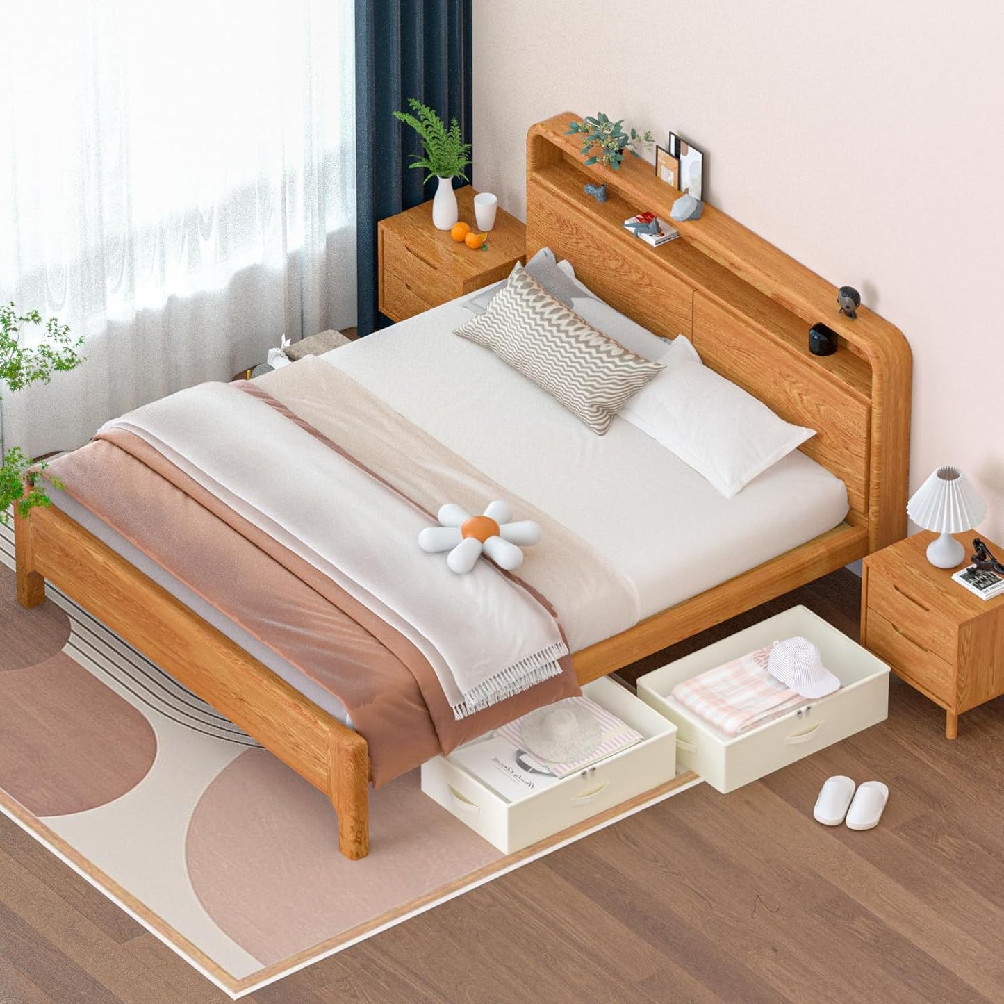 Under Bed Storage with Wheels, No Assemble Required 10 inches height Under Bed Storage bins,Large capacity Rolling Under bed Shoe Storage containers，dorm under bed storage drawers