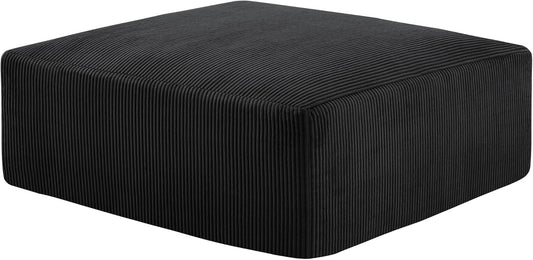 40" Square Stuffed Ottoman Pouf for Sofa Couch, Corduroy Poufs with Foam Chunk Filling, Furry & Fluffy Foot Stool Movable Ottoman. 40 * 40 Floor Poufs Foot Rest for Living Room, Black