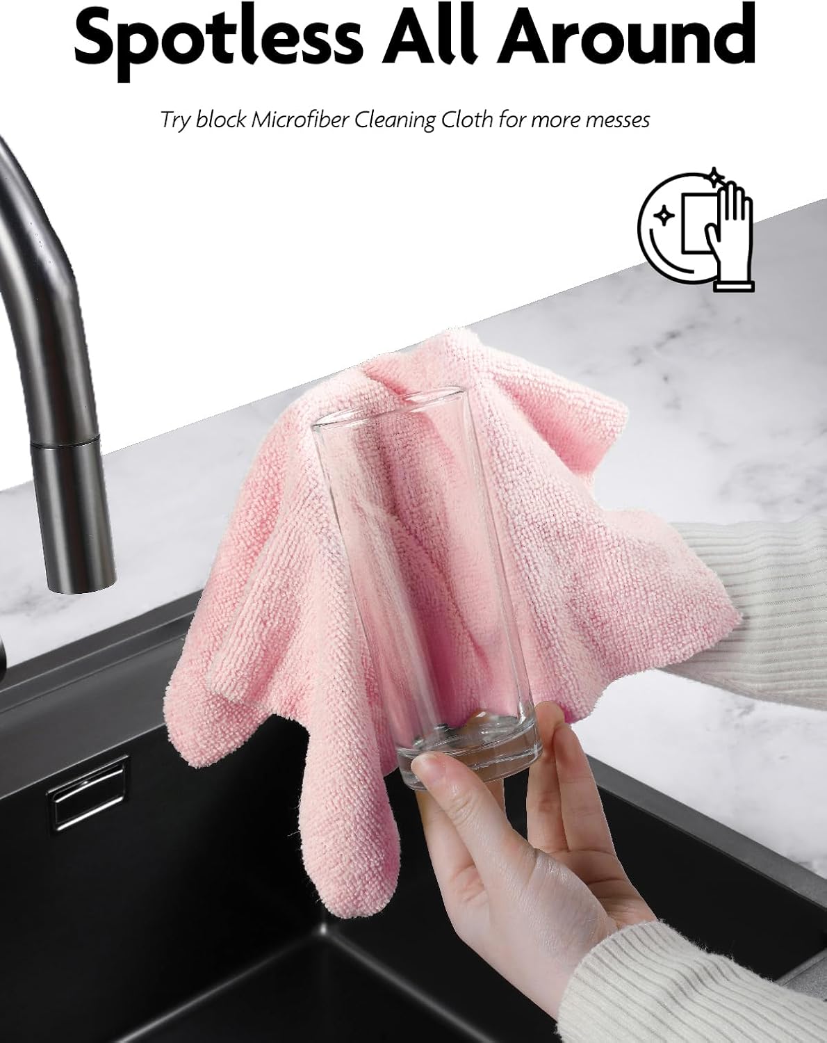 Fantasticlean Microfiber Cleaning Cloth Roll -150 Sheets, Tear Away Microfiber Towels, 12" x 12", Reusable Washable, Ultra Absorbent Dish Rags for Car, Home, Garage or Shop (Pink and Grey)
