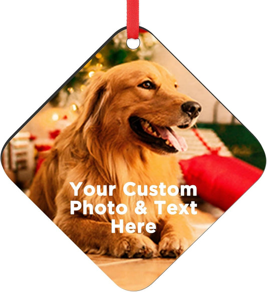 Personalized Christmas Ornaments 2024 Customized with Photo Text Ornament Keepsake Pet First Christmas Ornament Bulk Custom Wooden Xmas Tree Decorations, Wood Square