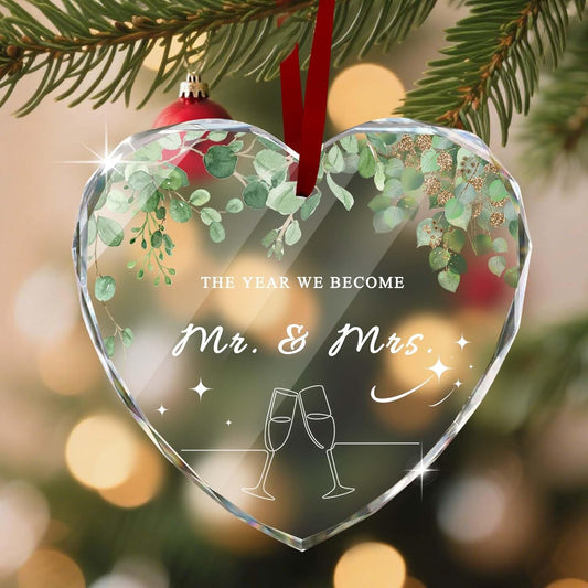 Custom Christmas Ornament Glass-Personalized Christmas Ornaments with Photo/Name/Date/Text,Wedding Christmas Birthday Baby Gifts (Color 1)