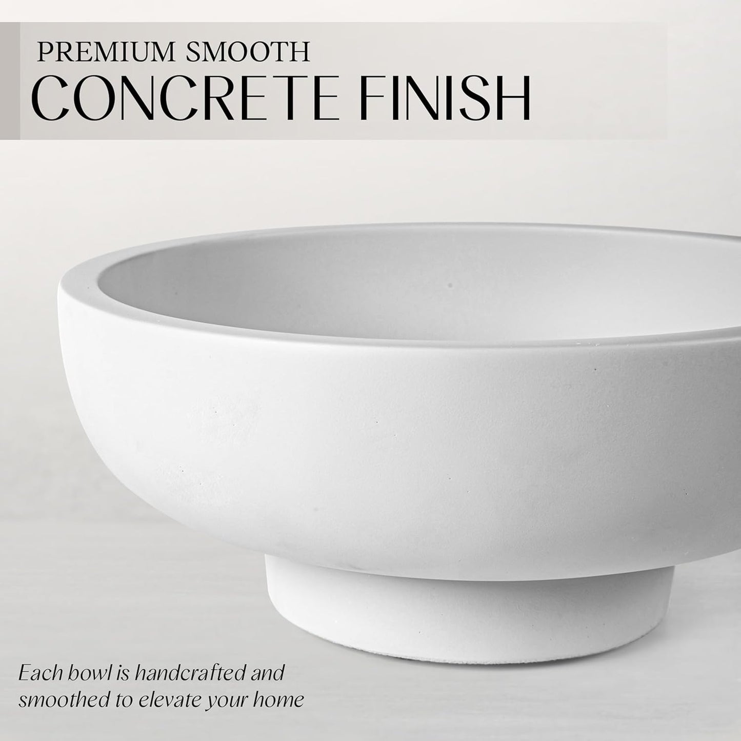 Large Decorative Bowl for Home Decor – Concrete Fruit Bowl for Kitchen Counter | Key Bowl for Entryway Table | Pedestal Bowl for Modern Decor | Coffee Table Centerpiece