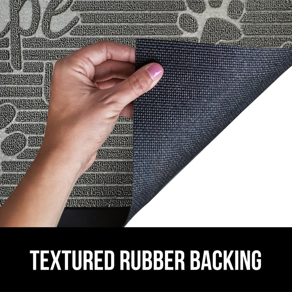 GORILLA GRIP 100% Waterproof All-Season WeatherMax Doormat US Designed Natural Rubber, Stain and Fade Resistant, Low Profile Indoor Outdoor Door Mats, Easy Clean Patio Mat, 17x29, Stone Paws