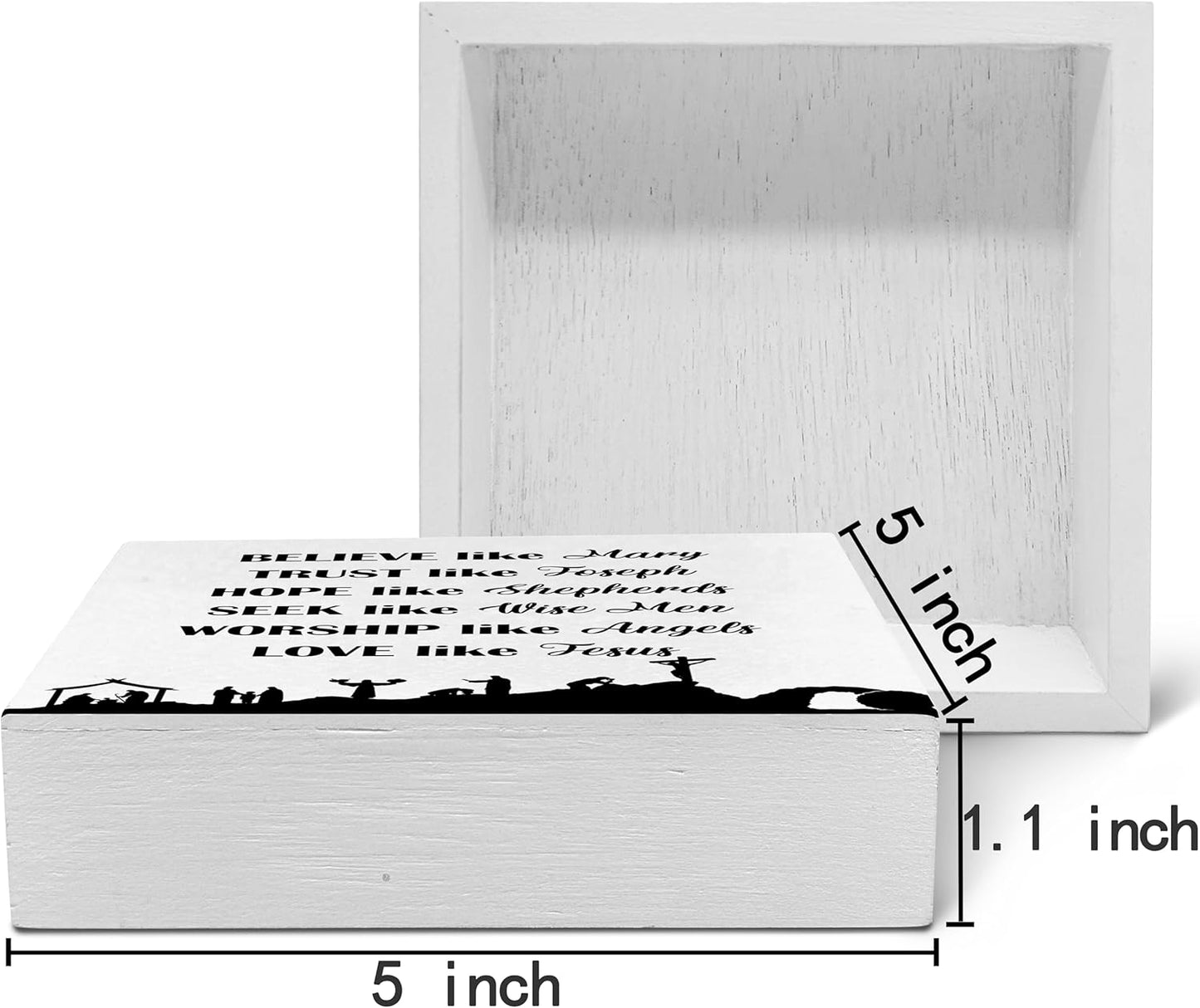 SRADMO Christian Signs for Home Decor, Inspirational Bible Verse Wood Box Sign Desk Decor, Bible Verse Decor, Christian Theme Wooden Block Box Sign Decoration for Home Office Shelf Table Decor