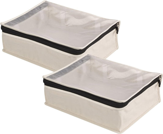 Household Essentials 3321-1 Cedarline Natural Cotton Canvas Zippered Sweater Bag | Storage Bag for Closets and Under the Bed | 2-Pack