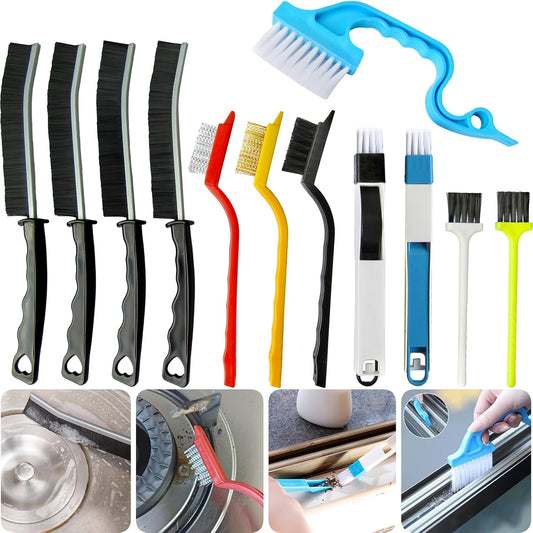 12Pcs Crevice Cleaning Brush,Small Gap Cleaning Brushes for Cleaning Bathroom,Kitchen,Window Grooves,Corners, Sinks, washbasins, Showers, faucets, bathtubs, Gas Stove and Tiles