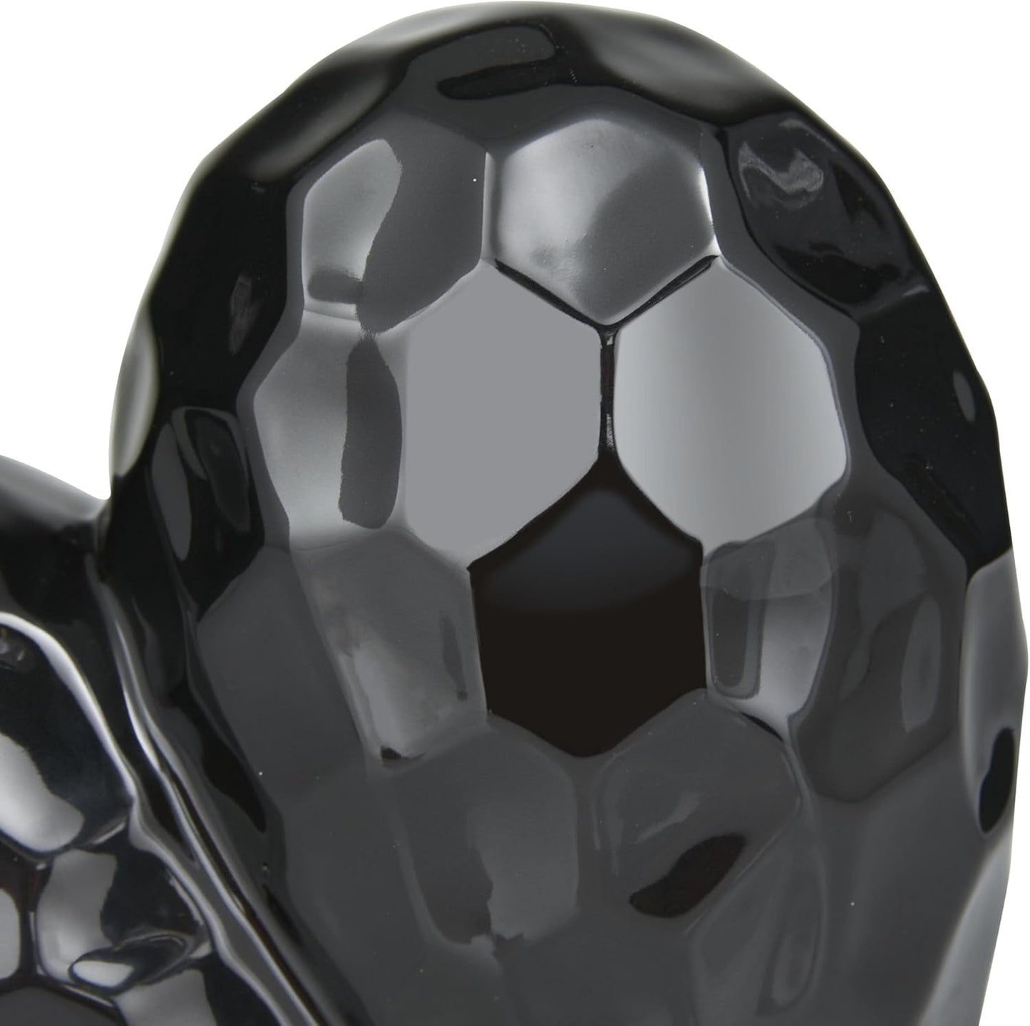 Deco 79 Porcelain Ceramic Heart Decorative Sculpture Dimensional Angled Origami Inspired Home Decor Statue, Accent Figurine 8" x 3" x 8", Black