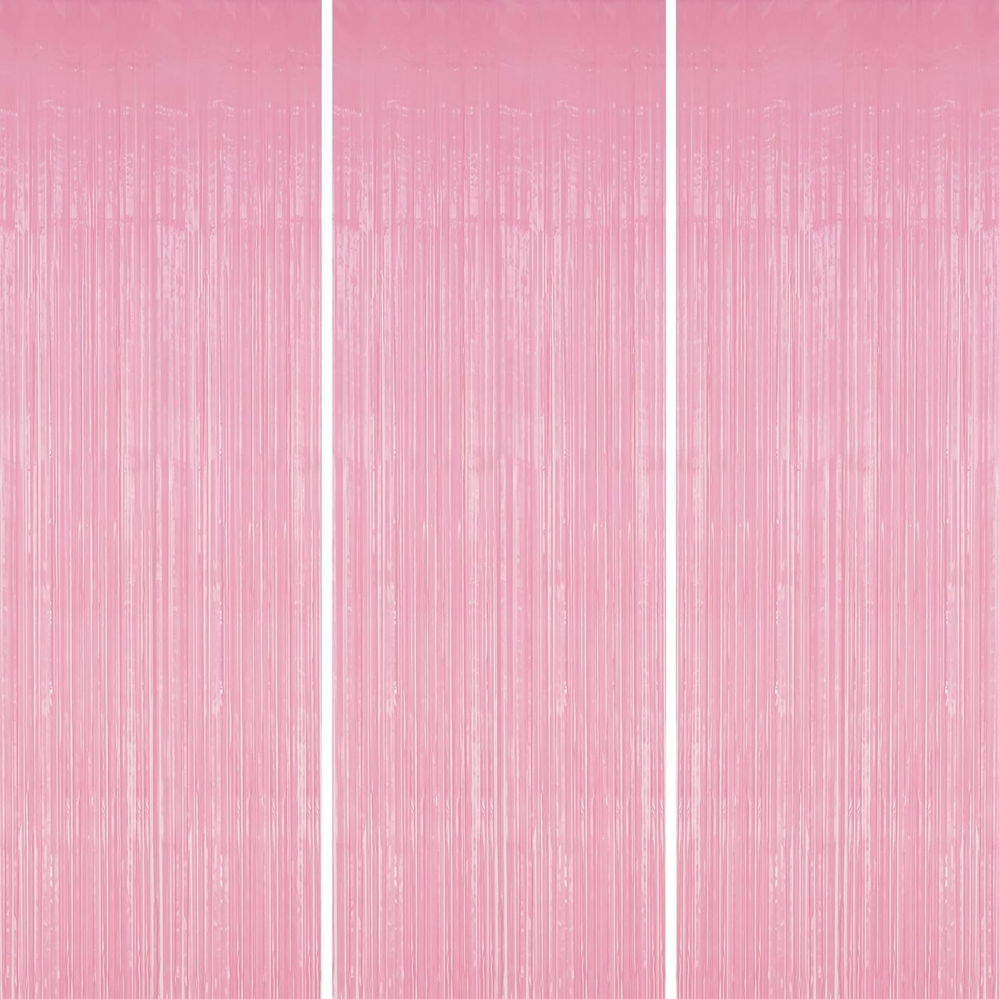 3 Pack Foil Fringe Backdrop - PastelPink Shiny Tinsel Curtains for Party Decoration/Photo Booth Props - 3.3x8.2 FT Metallic Foil Backdrop for Birthday, Wedding, Graduation, Christmas.