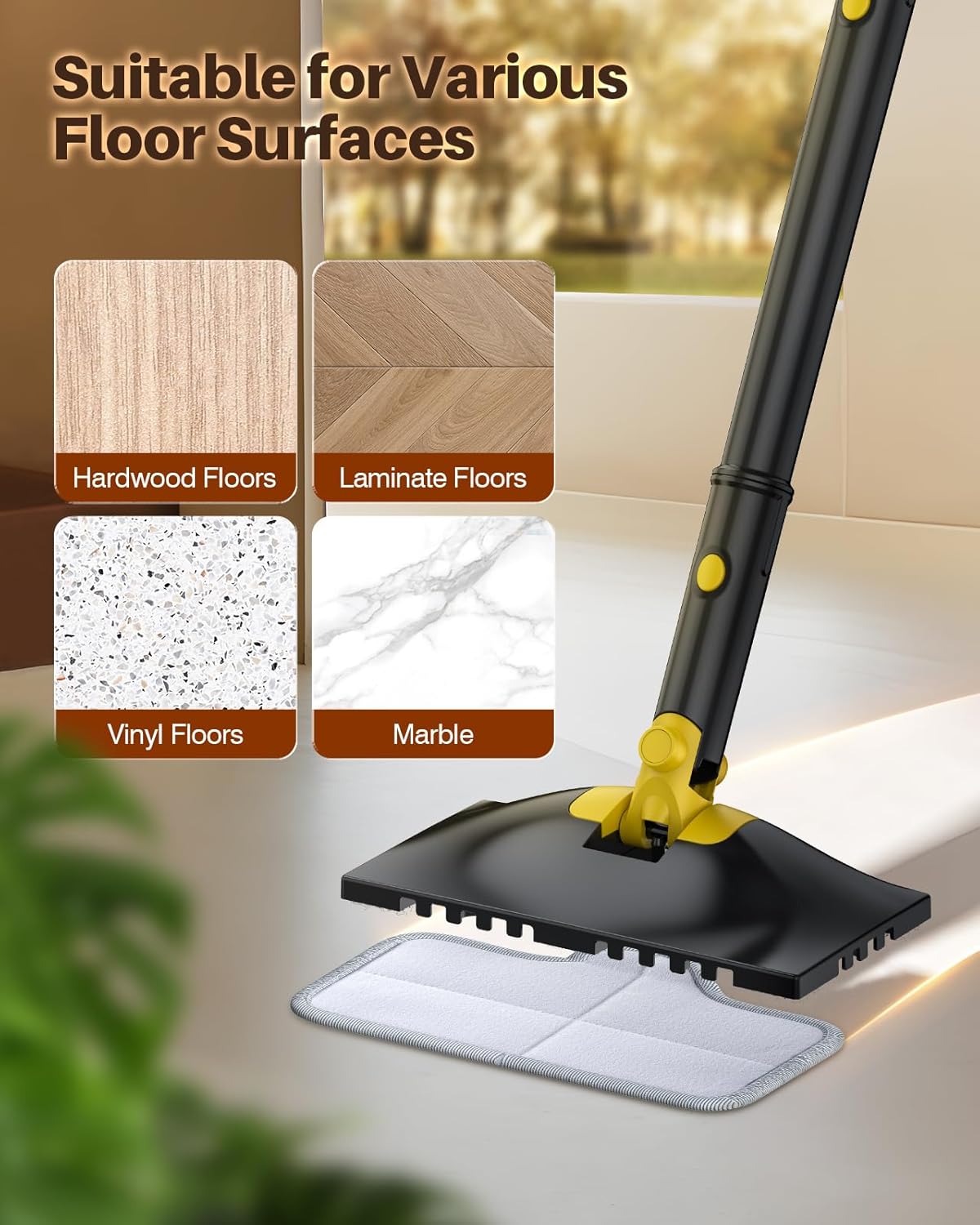 ScrubWiz Steam Mop Pads with Washable and Reusable, 6 Pack Replacement, 2 Material Types Accessories Compatible With Steamer Mop for Cleaning Floors and Carpets, White and Gray