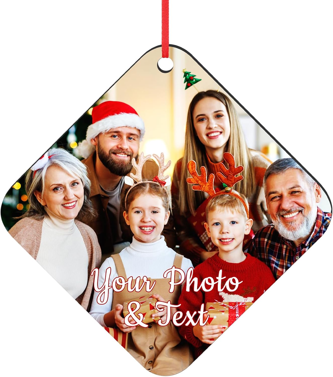 Personalized Christmas Ornaments 2025 Wood Custom Picture Text Hanging Ornament Customized Christmas Tree Decorations Keepsake Gift for Family Couples Xmas Tree Home Decor