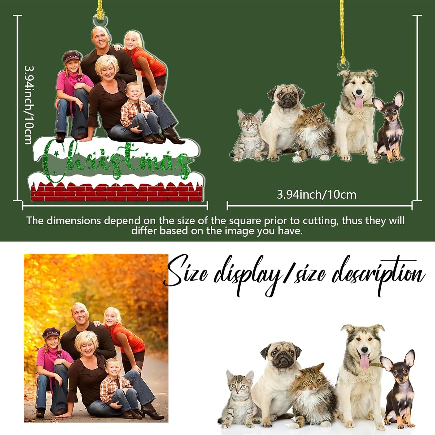 Personalized Christmas Ornament 2025, Photo Acrylic Customized Family Baby's Frist Christmas Ornament with Picture for Xmas Tree Decor Custom Gifts -Style4