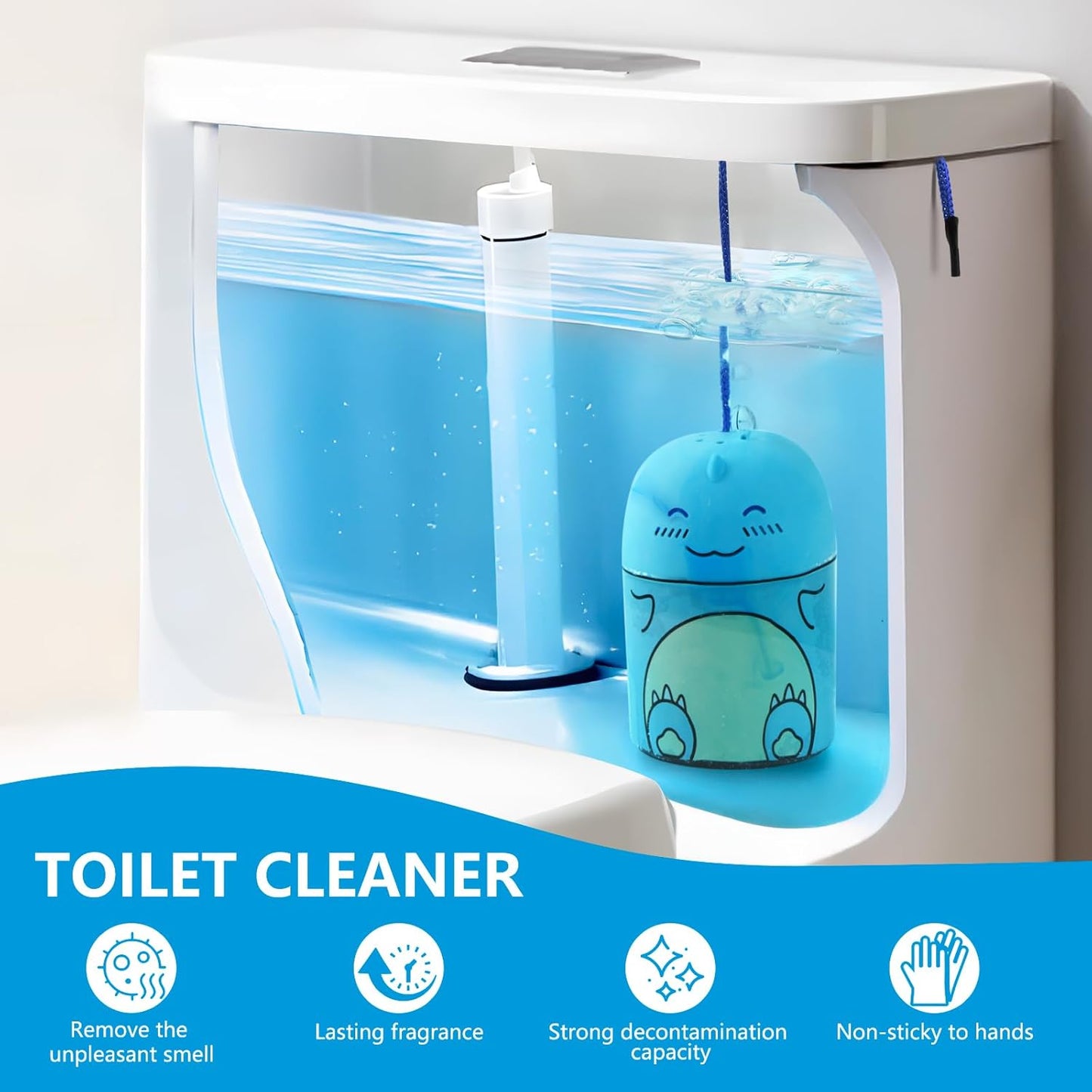 Toilet Bowl Cleaners Bottle Bathroom Toliet Bowl Cleaner with Fresh Ocean Scent Cute Dinosaur Shaped Toilet Tank Cleaner (Blue)