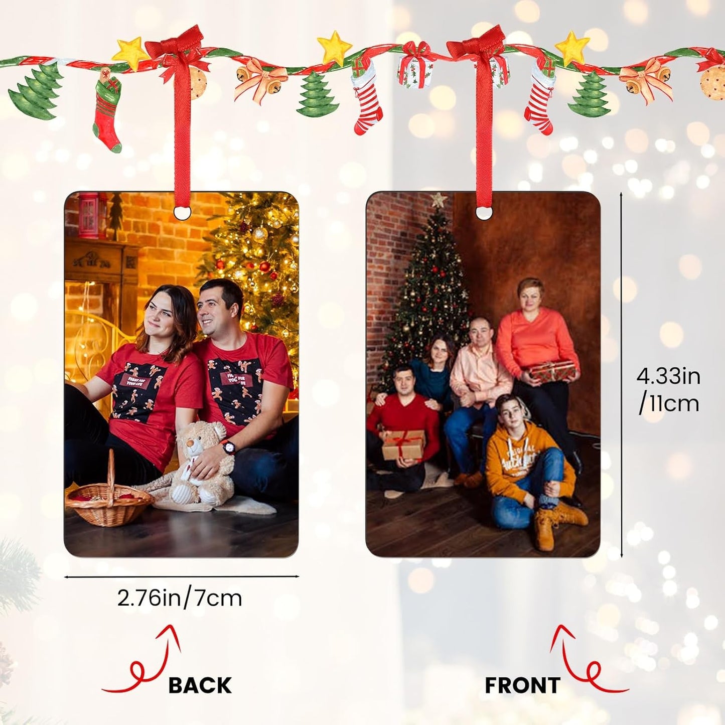 Personalized Christmas Ornaments 2025 Customized with Photo Text Ornament Keepsake Pet First Christmas Ornament Bulk Custom Wooden Xmas Tree Decorations, Wood Rectangle