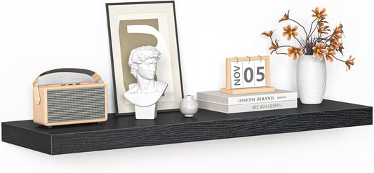 Floating Shelves - 10.3 Inch Deep Wall Shelf for Decor & Storage - Wall Mounted Display Shelving with Invisible Heavy-Duty Metal Bracket - 36" W x 10.3" D x 1.8" H - Set of 1 - Rustic Black