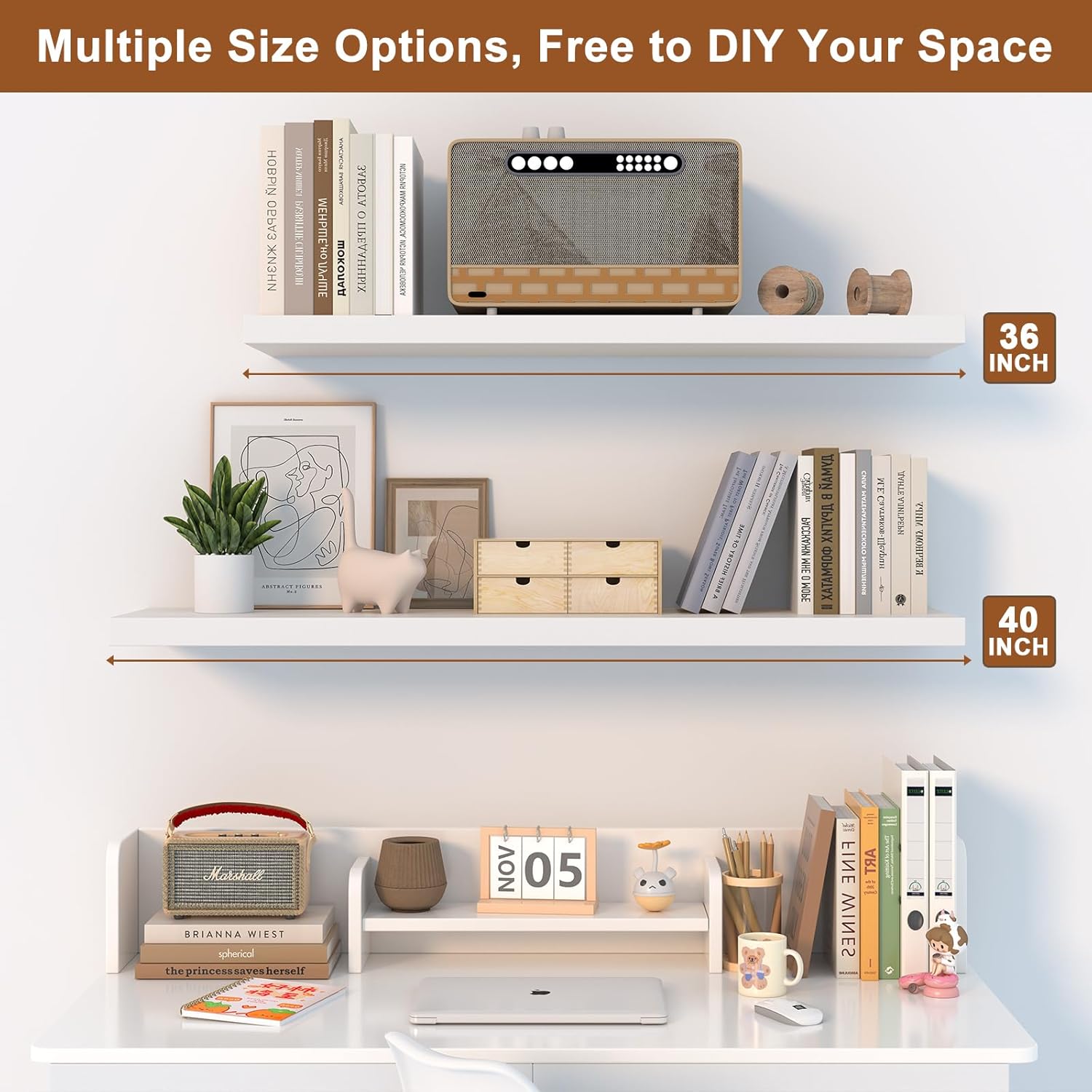 12 Inch Deep Floating Shelves for Wall 3 Pack - Thumbnail 2