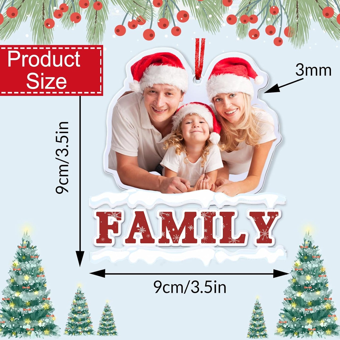 Personalized Photo Ornament Acrylic Custom Christmas Ornaments with Picture Customized Family Christmas Ornament 2023 for Tree Hanging Decoration Gift for Men Women Style 4