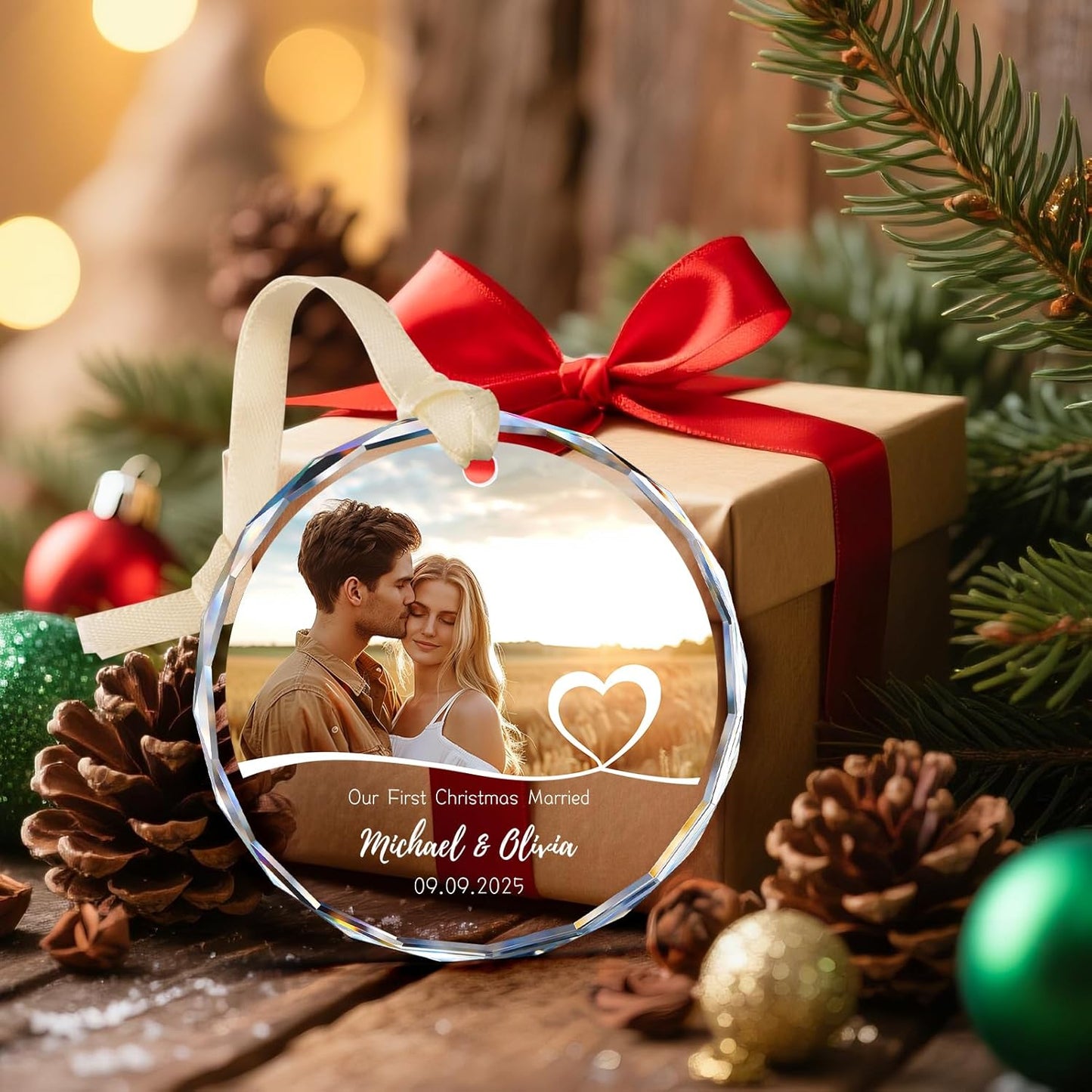 Personalized First Christmas Engaged Ornaments, Engagement Gifts for Couples 2025, Bride to be Gifts for Newly Engaged Couples, Engagement Ornament 2025, Christmas Tree Ornaments