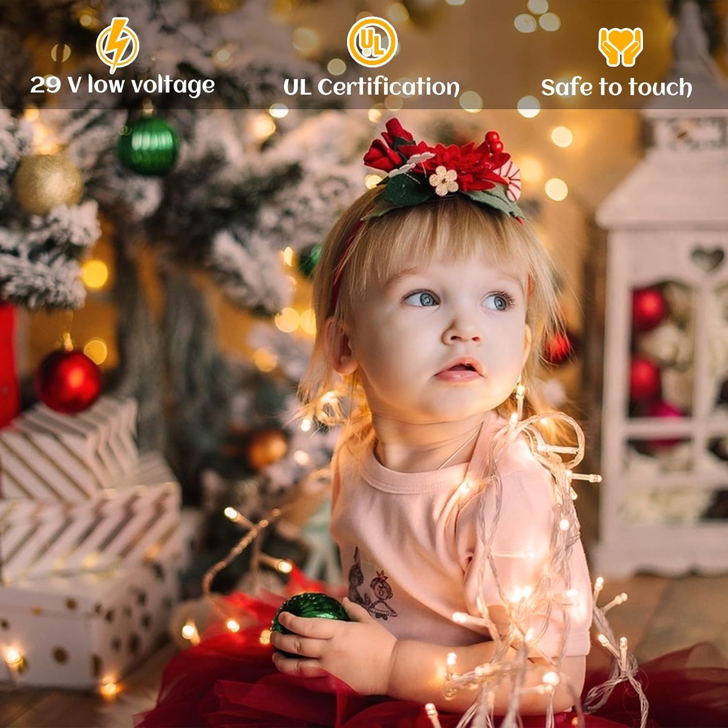 132ft Icicle Lights for Outside - 1280 LED Warm White Twinkle Lights with 240 Drops, 8 Modes Plug in Waterproof Timer Memory. Cannot be Extended. The Plug is in the Middle (66ft+66ft)